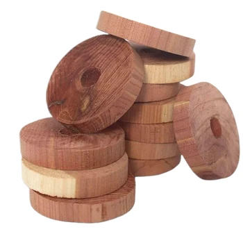 

20pcs Moth Repellent Reduce Odor Hanging Block Wardrobes Air Fresher Multi Function Cedar Wood Protective Ring Drawer Shoes Hole