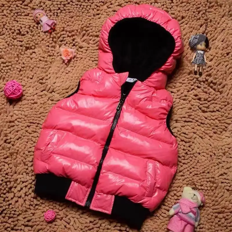 pink vest Высококачественная зимняя плотная теплая одежда; пальто унисекс для детей; хлопковый стеганый пуховик с капюшоном; детская верхняя одежда с героями мультфильмов; жилет - Цвет: pink vest