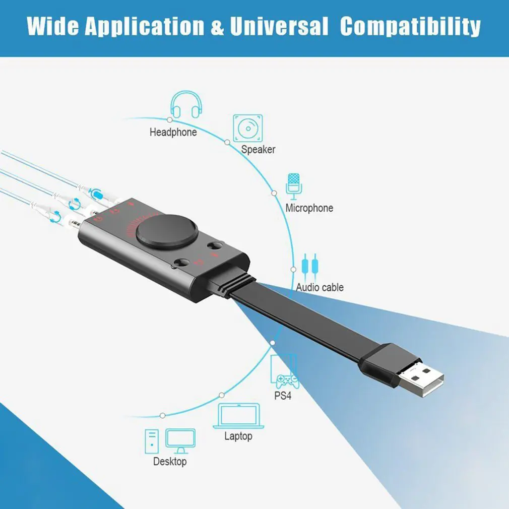 USB Звуковая карта адаптер Внешний аудио адаптер стерео звуковая карта конвертер 3,5 мм AUX микрофонный разъем для игровой гарнитуры