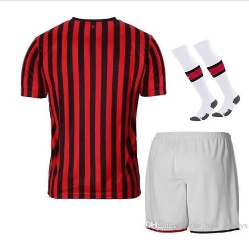 Комплект для взрослых, Футбольная Футболка AC milan, PIATEK PAQUETA SUSO CALDARA CUTRONE ROMAGNOL S. CASTILLEJO AC 19/20 - Цвет: shirt