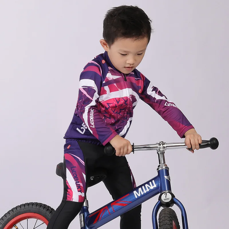 Ребенок команда велосипед Джерси Детские комплекты комплект для велоспорта для верховой езды Костюмы Mtb детский велосипед, одежда для мальчиков, спортивный костюм для девочек, с длинными Наборы - Цвет: Многоцветный