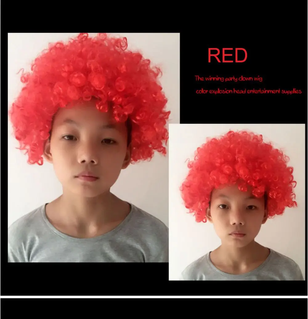 Clown funny wig colorful big-haired child headwear - Цвет: RED