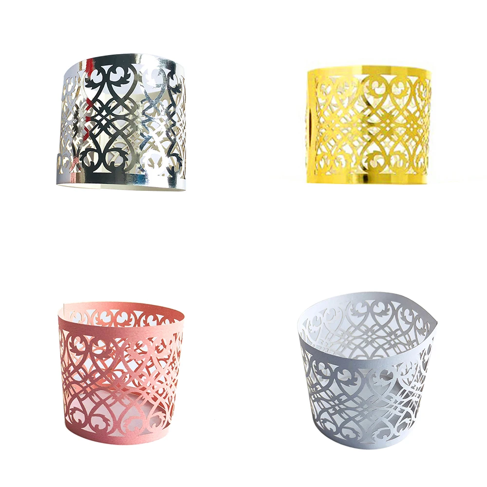 50 шт./компл. лазерная резка полые салфетка пряжки Бумага кольца для салфеток