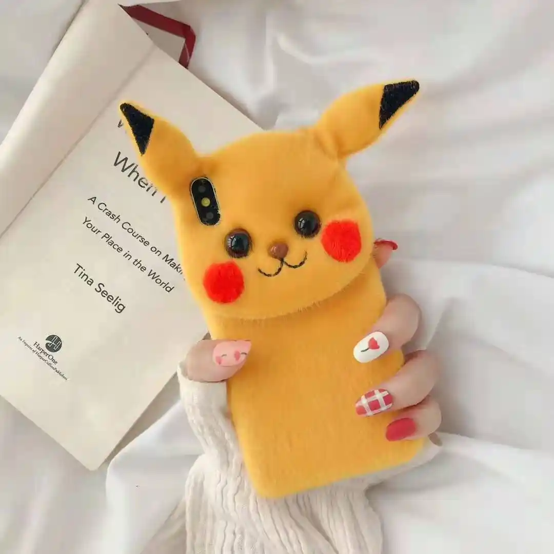 Cute Pikachu Phone Case For Iphone 8 7 6 6s Plus 10 X Xs Max Xr Winter Warm Pokemon Fur Furry Soft Back Cover For Iphone11 Pro Fitted Cases Aliexpress