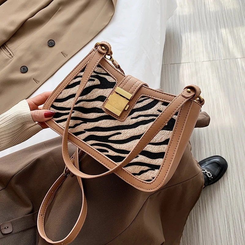 

Sac A Main Zebra Pattern PU Leather Crossbody Bags for Women 2020 Winter Trendy Cross Body Shoulder Handbags Trending Hand Bag