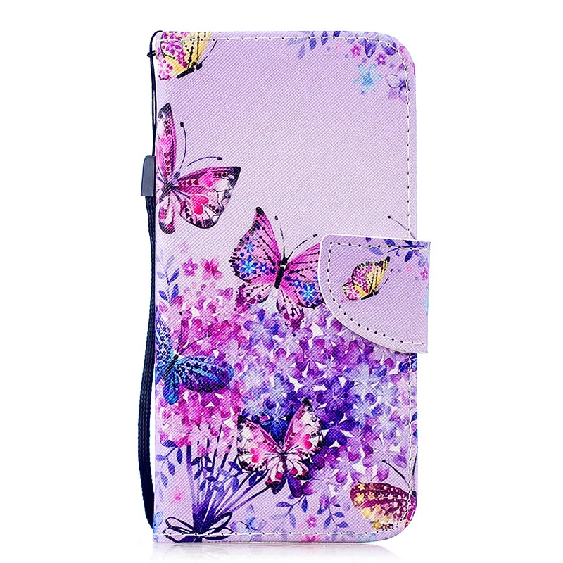 Кота из искусственной кожи чехол-бумажник флип-чехол для телефона для samsung Galaxy S10e S10 S9 S8 S7 S6 край J3 J5 J7 Pro A8 A6 плюс A9 крышка - Цвет: Color Butterfly