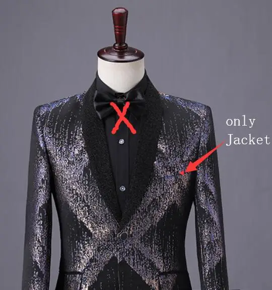 New Prom Evening Performance Men's Stage Blazers Bright Wire Tuxedo Male Singer Host Suit Jacket Wedding Groom Formal Dress - Цвет: B