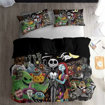 

HELENGILI 3D Bedding Set Nightmare Before Christmas Print Duvet Cover Set Bedcloth with Pillowcase Bed Set Home Textiles #SDY10
