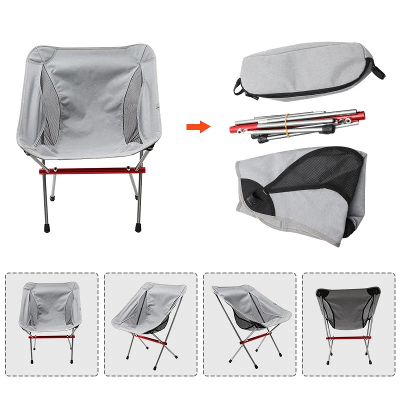 Outdoor Camping Chair Ultralight Folding Moon Chairs 150KG High Load Quality Aluminiu Alloy Fishing Chair For Picnic BBQ Beach 4