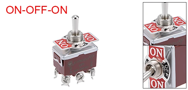 ON-OFF-ON 1Pcs uxcell 1/2/5pcs Rocker Toggle Switch 2/6/9P Heavy-Duty Lacthing/Momentary Metal Bat Poly Propylene Metal Durable - Color: ON-OFF-ON 1Pcs