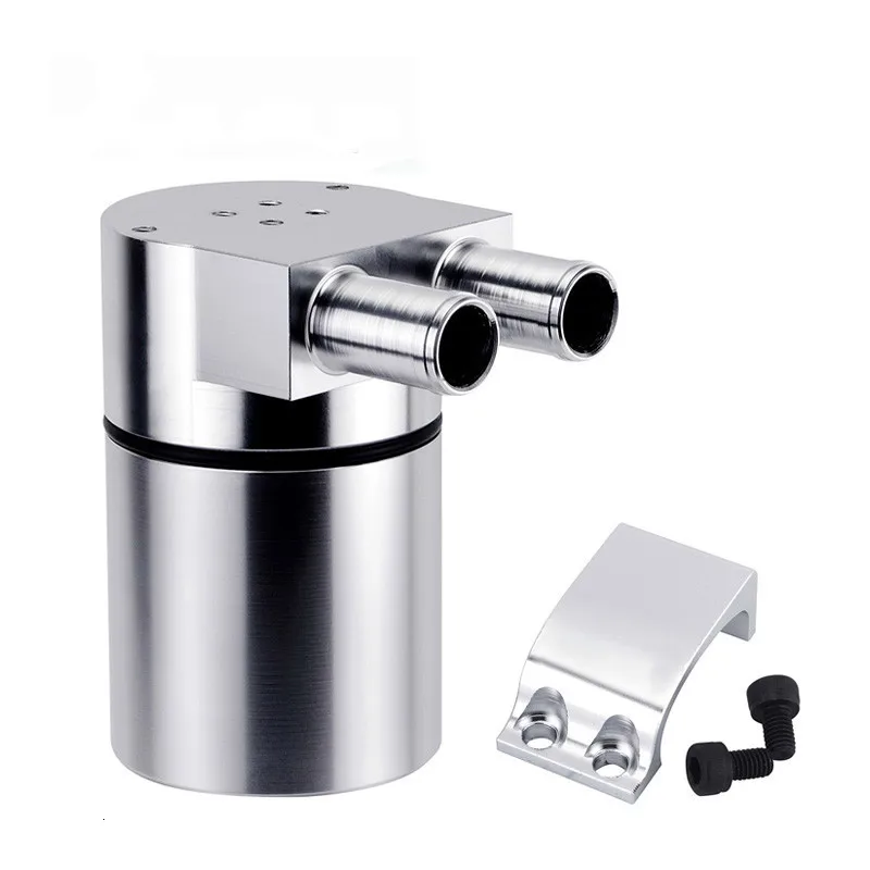 

Silver Aluminum Baffled Reservior Oil Catch Can Fuel Round Tank For BMW N54 335 E60 E90 E92 E93 High Performance