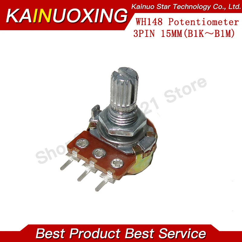 WH148 B1K B2K B5K B10K B20K B50K B100K B500K 3Pin 15mm Shaft Amplifier Dual Stereo Potentiometer multiturn potentiometer linear potentiometer rotary potentiometer potentiometer kit trimmer potentiometer adjustable resistor potentiometer knobs 1K 2K 5K 10K 50K 100K 500K 5pcs