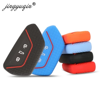 Keyforkess Silicone Car Styling Key Cover Shell fob per VW Volkswagen Golf 8 Mk8 Skoda 2020 2021 3BT custodia protettiva in gomma per Auto