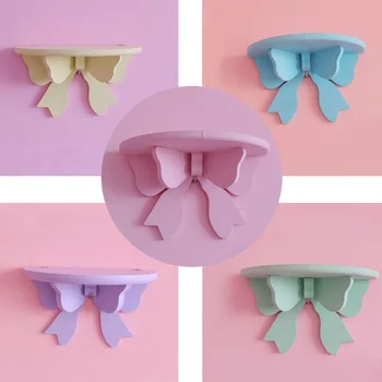 

Nordic Style Wall Shelf Bow Shape Hanging Rack Storage Holder Organizer Frame Props for Kids Girls Room Decoration Display Stand