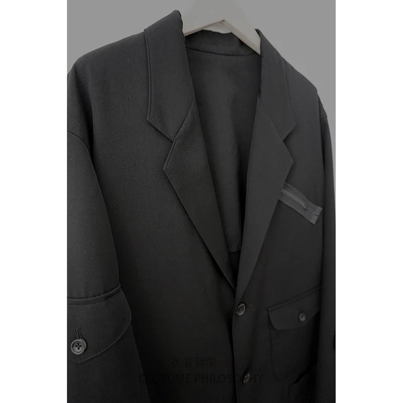 S~ 7XL! Настраиваемая Новая мужская одежда мода Yamamoto сценическое шоу костюм молния сшивание свободный мульти-карманный костюм размера плюс