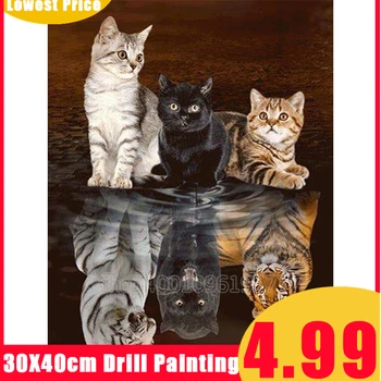 

5D DIY Tiger And Cat Diamond Painting Full Square/Round Drill Cross Stitch Diamond Embroidery Animal PatternMosaic Home Decor