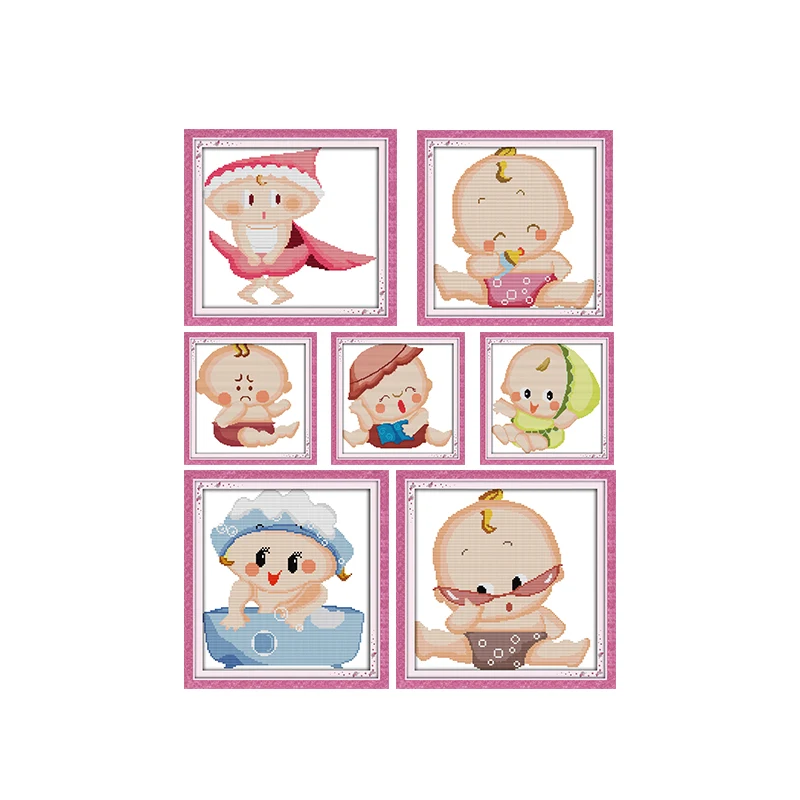 

Cute Baby Cross Stitch Joy Sunday Paintings 11CT 14CT Counted Cross Stitch Embroidery Needlework Sets DIY Cross Stitch Kit