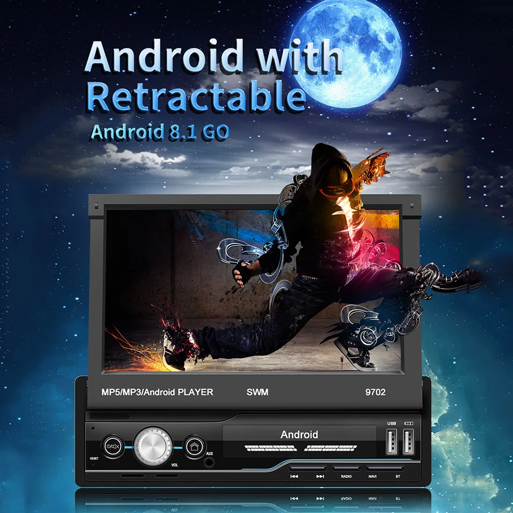 7 дюймов автоматически телескопические автомобилей MP5 плеер Quad-core Android 6,0 Системы gps навигации WI-FI радио зарядное устройство для автомобиля с электронным