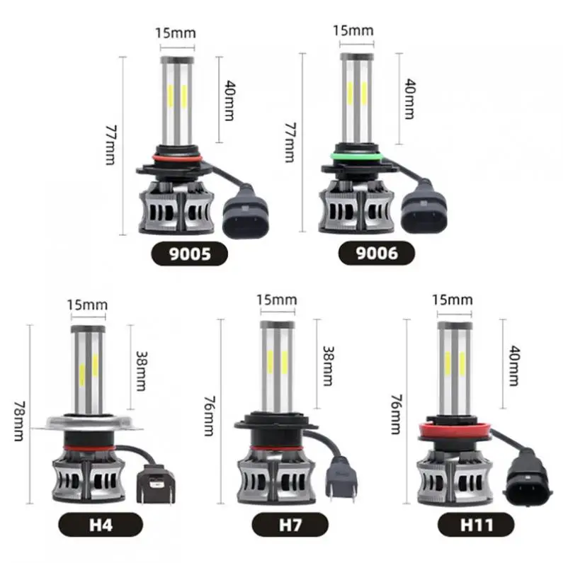 2 предмета 9005/9006/H4/H7/H11 6-по бокам 72W фары для 8000LM 6000 К туман светильник комплект автомобильных светодиодных фар IP67 Водонепроницаемый подходит для автомобиля/мотоцикла