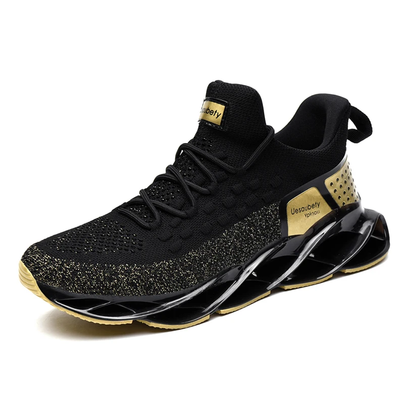 Сезон осень-зима; мужские кроссовки; спортивная обувь для бега; дышащая обувь; спортивная обувь для прогулок; Zapatos De Hombre Blade Zapatillas - Цвет: 2930Black Gold