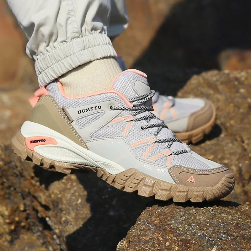 Hiking Shoes Mens Breathable Lace Up Trekking Boots Cushioning Outdoor Climbing Tourism
