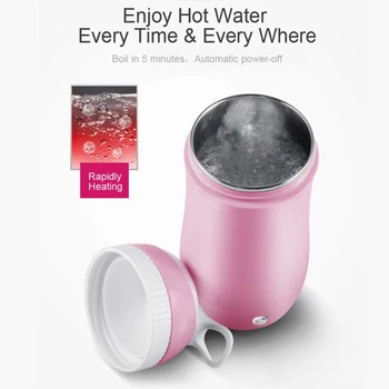 

Electric Kettle Hot Water Cup 260ml 304 Stainless Steel Tea Travel Kitchen Drink Teapots Heating Cup Mini Bar Office