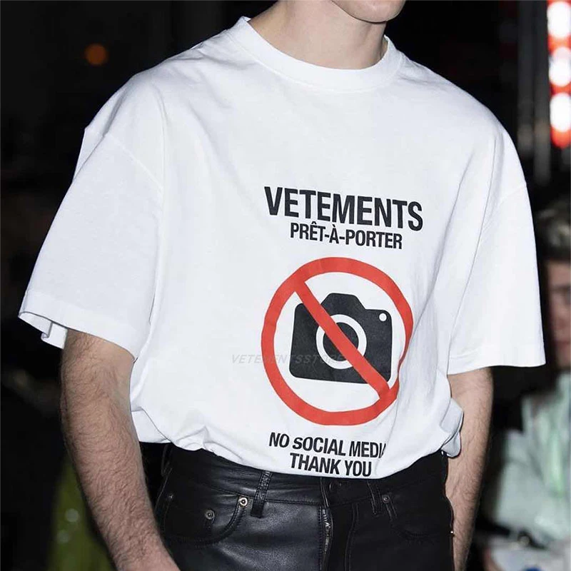 White VETEMENTS NO SOCIAL MEDIA T shirt 