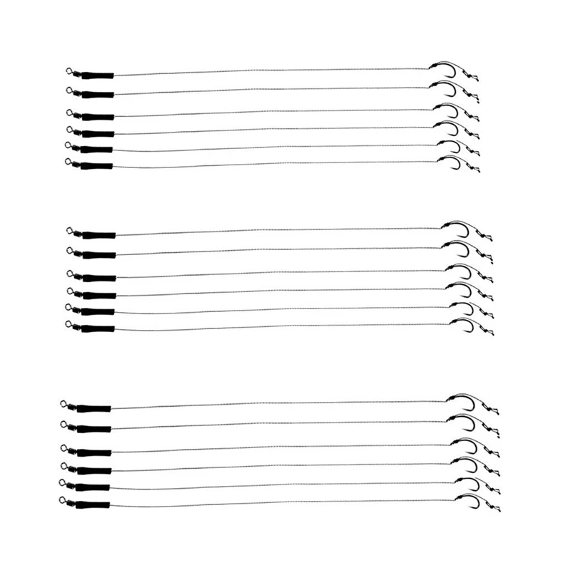 18Pcs 12lb Fishing Hair Rigs Assorted Hand Tied Carp Fishing Barbless Hooks