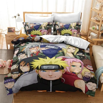 

New Design Uzumaki Naruto Printed Bed Linen Set NARUTO 3d Pattern Bedclothes Duvet Cover Set Pillowcase Children Bedroom Gifts