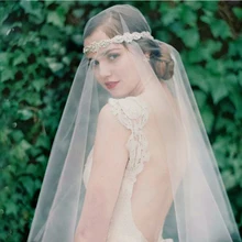 Простой Тюль свадебная фата 2 слоя Обрезанные края Свадебные вуали длина 135-175 см