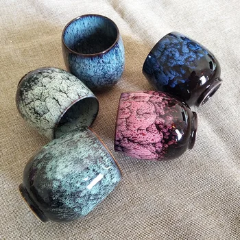 

Chinese Ceramic Tea Cup Coffee Mugs For Kitchen Dining Bar Change Kiln Porcelain Multiple Colors Drinkware 150 ml Cups Hot Sale