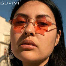 Стимпанк Винтажные Солнцезащитные очки, Женские Звездные зеркальные безободковые солнцезащитные очки, мужские Бескаркасные модные ретро маленькие солнцезащитные очки