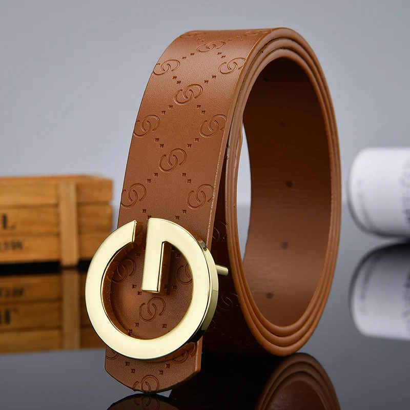 Gold buckle Camel Горячая Распродажа G гладкий ремень с пряжкой роскошные ремни из воловьей кожи подлинный дизайнерский высококачественный модный винтажный мужской женский ремень - Цвет: Gold buckle Camel
