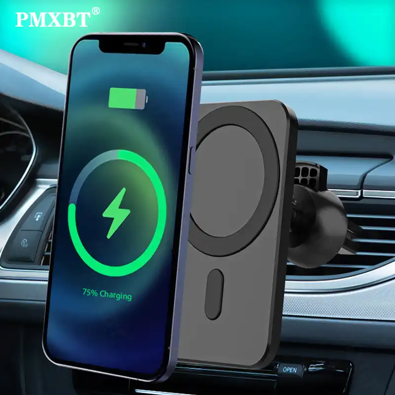 Mag 15ワット磁気ワイヤレス車の充電器マウントは Iphoneの12プロマックス12ミニ安全な高速充電ワイヤレス充電器電話ホルダー 車の充電器 Aliexpress