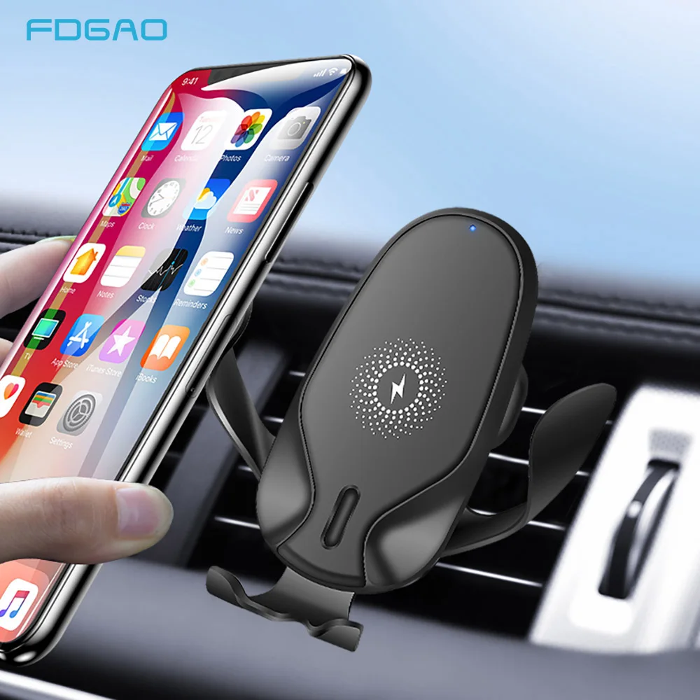 Wireless Car Charger 15W Qi Fast Charging Automatic Clamping Mount Air Vent Phone Holder for iPhone 12 11 XS X 8 Samsung S20 S10