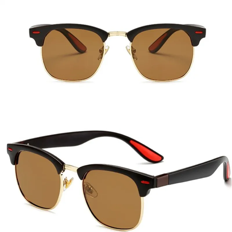XojoX классический дизайн квадратные поляризованные солнцезащитные очки мужские Для женщин Полу-очки без оправы, для открытой местности, УФ 400