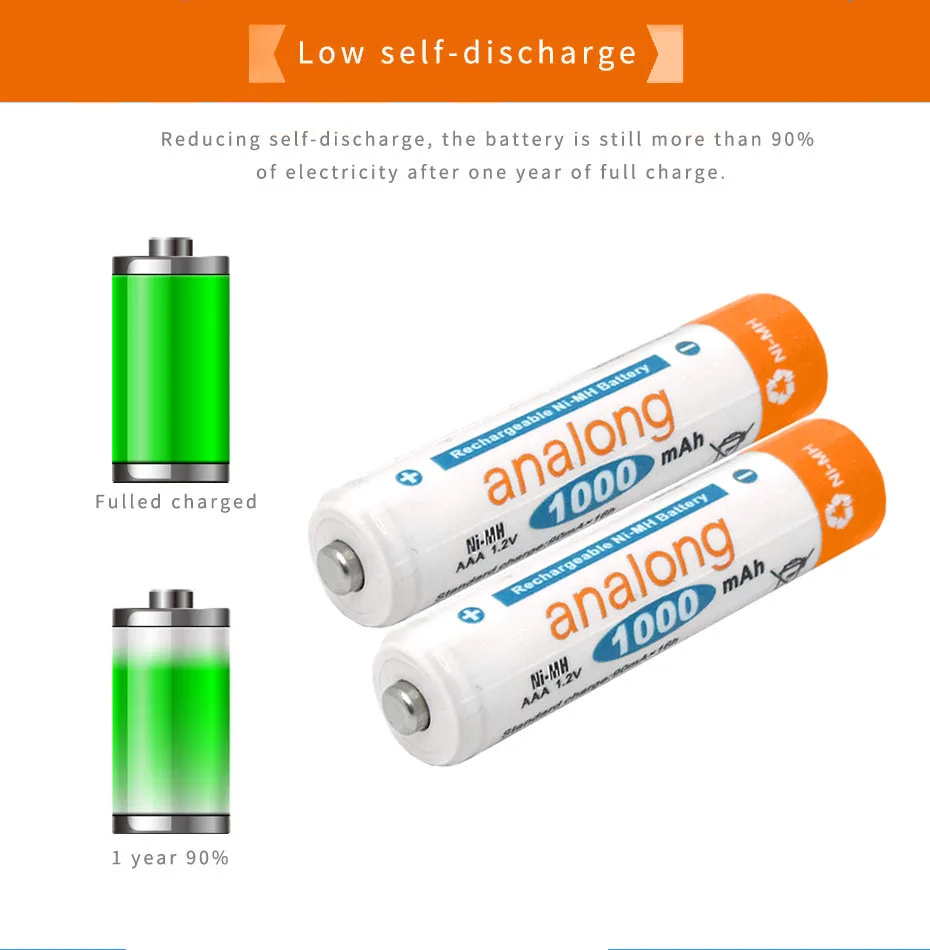 4 шт. оригинальная перезаряжаемая батарея analong aaa 1,2 v nim batteris batteria aaa 3a аккумуляторная батарея для игрушек-фонариков