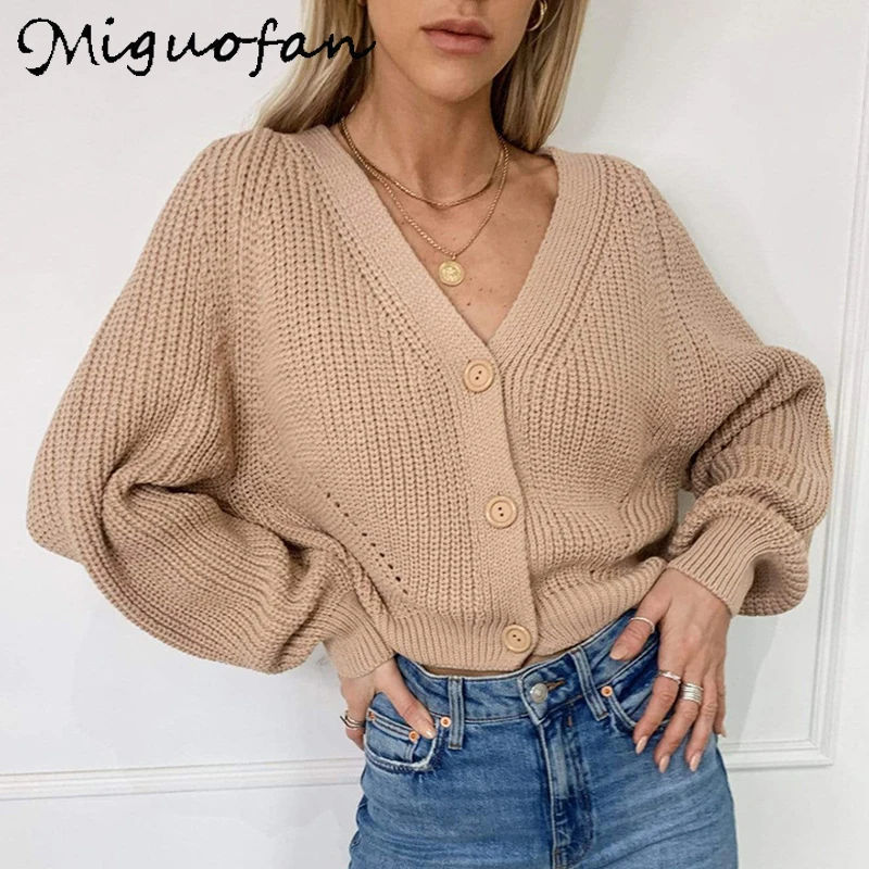 Miguofan Casual Knitted Cardigans Sweater Women Autumn Elegant Ladies Sweaters Cardigan Loose Female 2020 Winter New Fashion |
