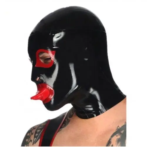New Latex Rubber Masquerade Unique Inflatable Hood Mask Black Head size Choose 