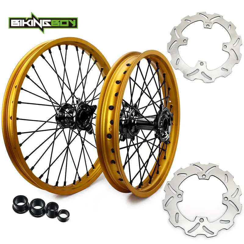 BIKINGBOY RM-Z 250 07 08 09, 10, 11, 12, 13, 14, 15, 16, 17, 18, 19, РМЗ 450 05-19 передний задний 2" 19"/1" колеса обода ступицы тормозные диски - Цвет: 21 19 Black Hub