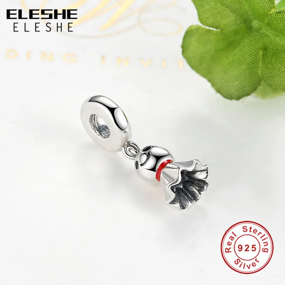ELESHE вентиляторы Seckill, 925 пробы, серебряные подвески с бусинами, европейские Подвески с изображением снеговика, подходят к оригинальному браслету, DIY, рождественский подарок