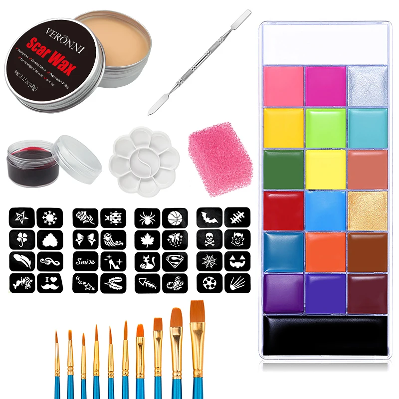 SFX Makeup Kit 20 Colors Face Body Paint Oil Stage Special Effects  Halloween Wound Scar Wax Makeup Fake Scab Blood Spatula - AliExpress