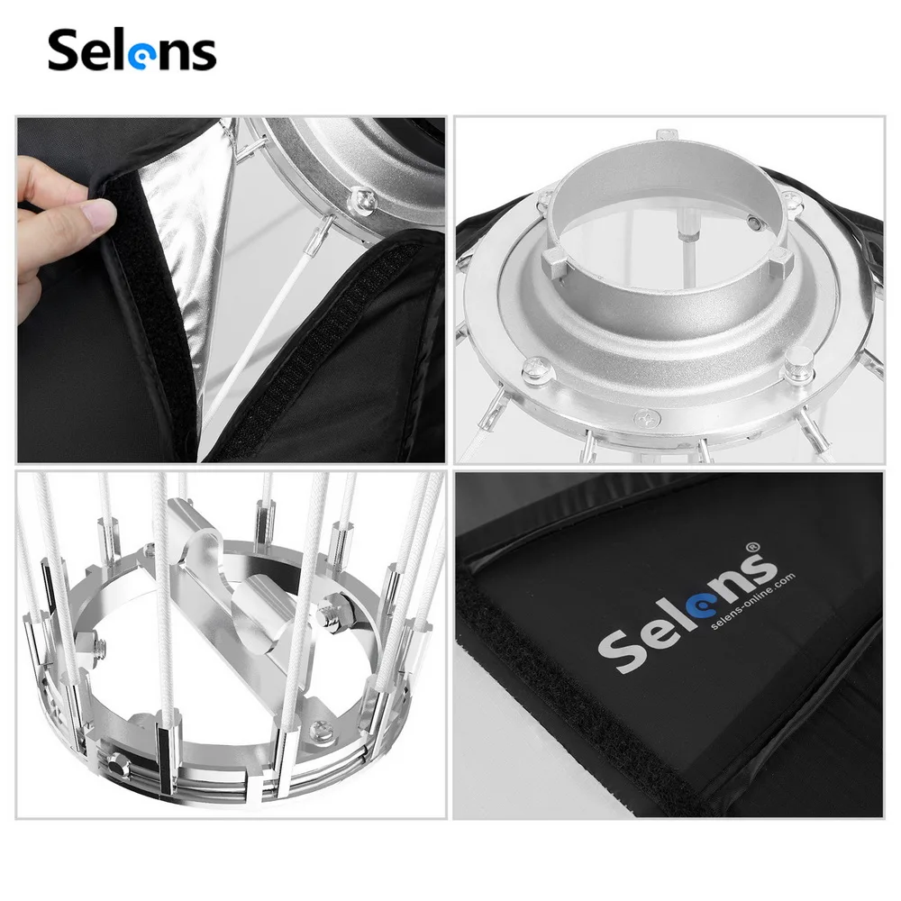 Selens 50/65/80cm 구형 소프트박스(쉐이딩 천 포함) 사진 스튜디오 플래시용 접이식 랜턴 볼 디퓨저