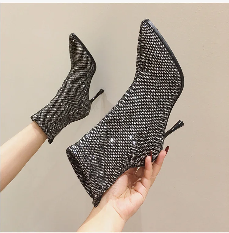 Pointy Boot Women's Boots Autumn Shoes Booties Ladies Boots-women Lace Up Winter Footwear Pointe Mid Calf High Heel Mid-Cal