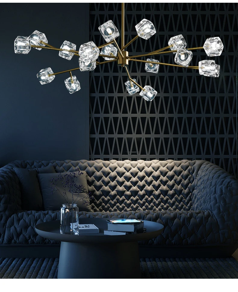 Минималистичные светодиодные люстры, Золотая медная люстра, освещение ...