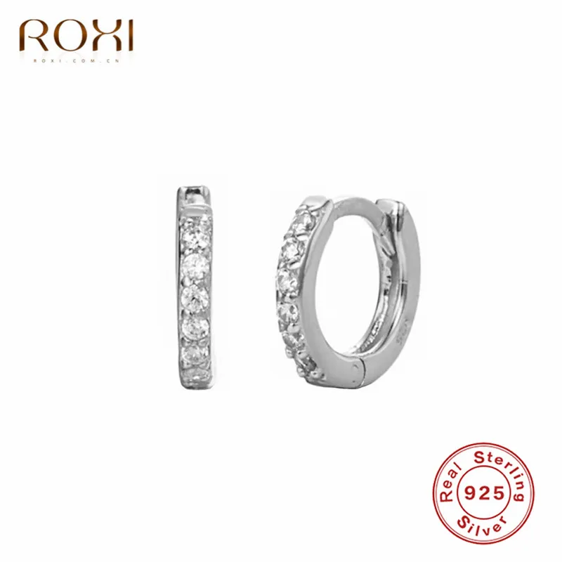 ROXI модные серьги из стерлингового серебра 925 пробы для женщин маленькие круглые циркониевые хрустальные серьги-гвоздики Свадебные украшения Brinco CZ серьги-гвоздики