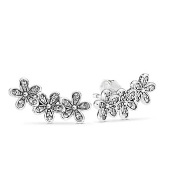 

JrSr new 100% 925 Sterling Silver Stud Earring Daisy Flower Stud Earring Unique Design for Women DIY Jewelry gifts Free shipping