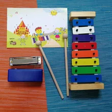 Деревянный 8-ключ Ксилофоны для детей точно настроенным колокольчики красочные ключи с Выгравированные Примечания