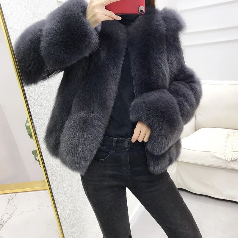 

Winter Coat Women Real Fox Fur Coat Korean Fashion Short Real Fur Coat for Women Clothes 2019 Manteau Femme YY883