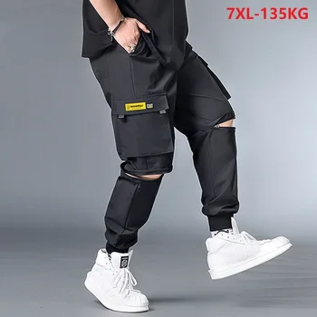 

summer korea style Men cargo pants pockets cool high streetwer pants plus size 6XL 7XL oversize pencil pants elasticity fashion